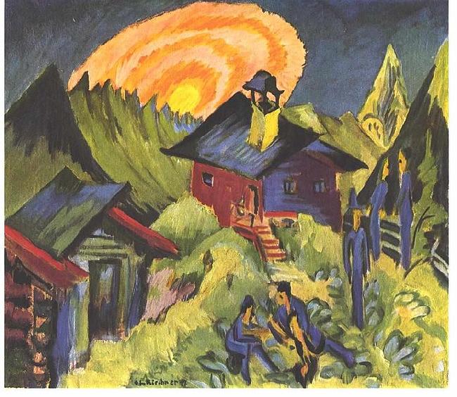 Ernst Ludwig Kirchner Moon rising at the Staffelalp